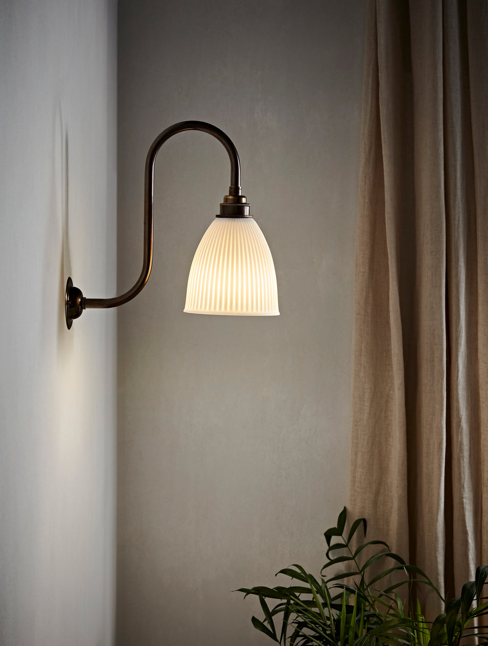 Dudley Wall Light - Long Swan Neck Antique Brass Fitting