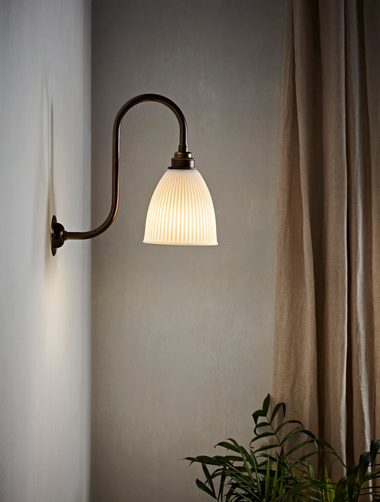 Dudley Wall Light - Long Swan Neck Antique Brass Fitting
