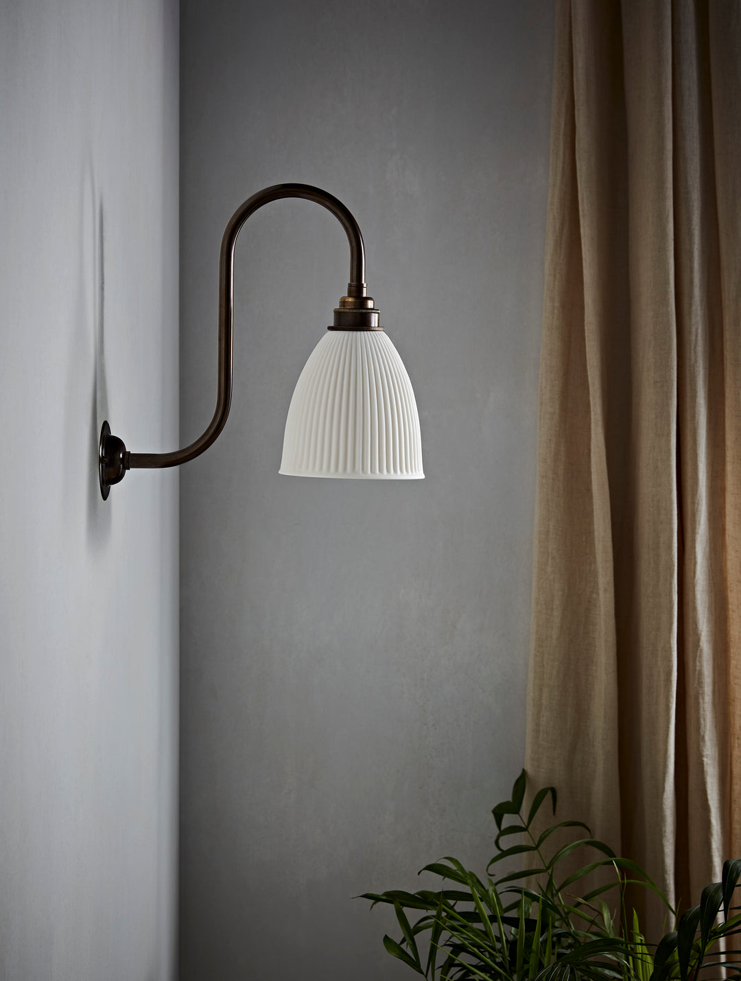Dudley Wall Light - Long Swan Neck Antique Brass Fitting