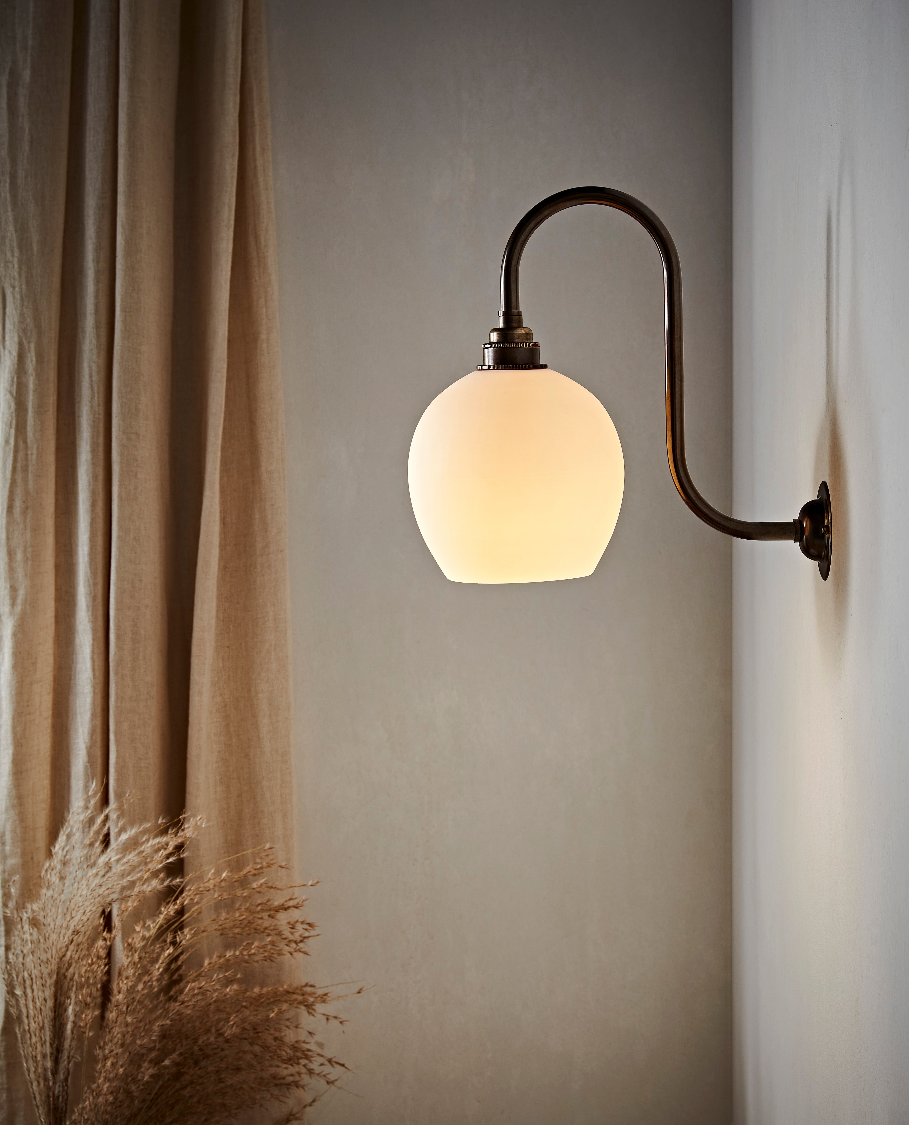 Milk glass discount wall light