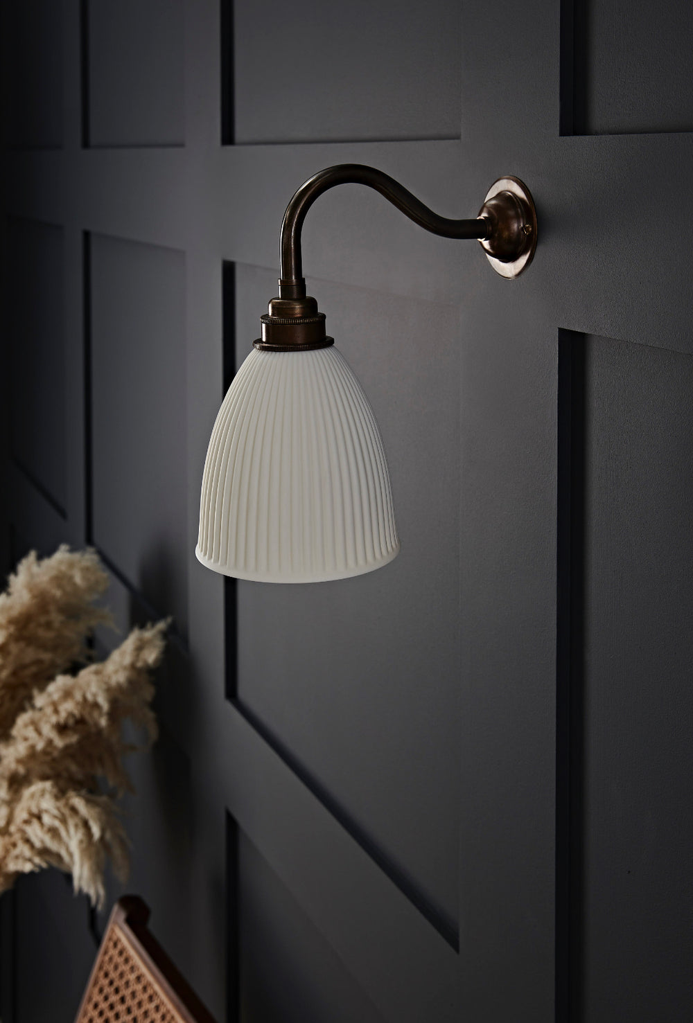 Dudley Wall Light - Short Swan Neck Antique Brass Fitting